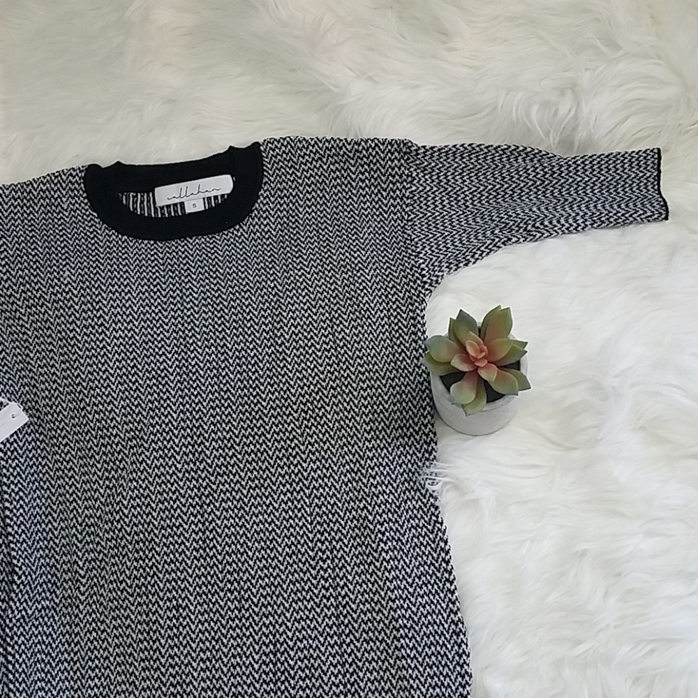 Gray Striped 3/4 Sleeve Sweater Dress - Picture 6 of 8